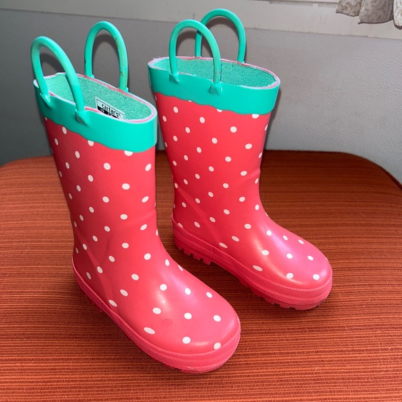 Carter's Other - Carter’s Girls Size 8M Pink Polka Dot Rain Boots
